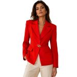 Γυναικείο Μεσάτο Blazer Κόκκινο με Χρυσό Διακοσμητικό Κούμπωμα
