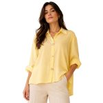 Γυναικείο Oversized Πουκάμισο Κίτρινο με Διακοσμητικά Κουμπιά