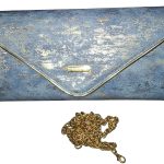 Clutch Φάκελος Μπλε με Χρυσαφί Μεταλλικές Λεπτομέρειες & Αλυσίδα Ώμου