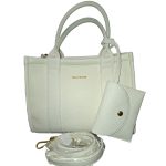 Mini Tote Τσάντα Λευκή με Αποσπώμενο Λουράκι & Mini Θήκη