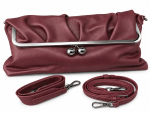 Γυναικείο Clutch Φάκελος σε Μπορντό Χρώμα με Σούρες, Μεταλλικό Kiss-Lock Κούμπωμα & Αποσπώμενα Λουράκια