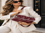 Γυναικείο Clutch Φάκελος σε Μπορντό Χρώμα με Σούρες, Μεταλλικό Kiss-Lock Κούμπωμα & Αποσπώμενα Λουράκια - Image 4
