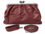 Γυναικείο Clutch Φάκελος σε Μπορντό Χρώμα με Σούρες, Μεταλλικό Kiss-Lock Κούμπωμα & Αποσπώμενα Λουράκια - Image 3