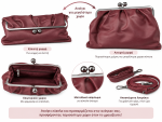 Γυναικείο Clutch Φάκελος σε Μπορντό Χρώμα με Σούρες, Μεταλλικό Kiss-Lock Κούμπωμα & Αποσπώμενα Λουράκια - Image 2