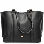 Μεγάλη Γυναικεία Μαύρη Tote Τσάντα David Jones με Μακριές Λαβές & Χρυσές Λεπτομέρειες