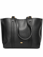 Μεγάλη Γυναικεία Μαύρη Tote Τσάντα David Jones με Μακριές Λαβές & Χρυσές Λεπτομέρειες