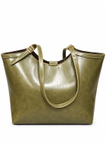 Μεγάλη Γυναικεία Tote Τσάντα Diana & Co Firenze σε Λαδί Χρώμα με Vintage Όψη - Image 3